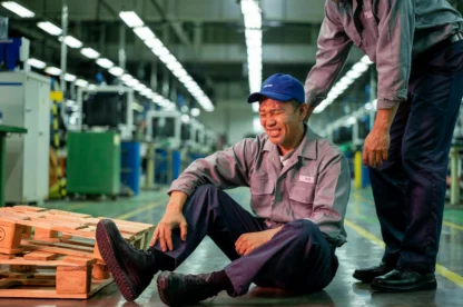 A man hurt in a factory.